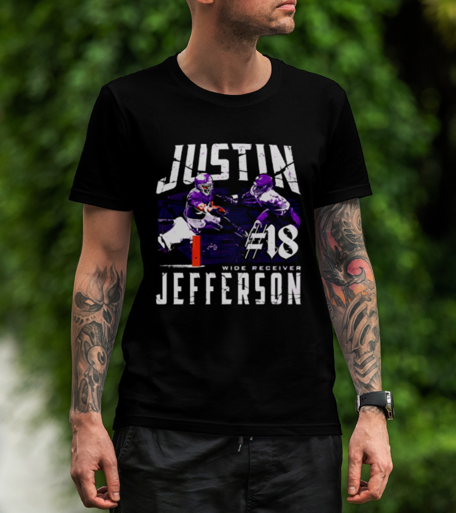 Justin Jefferson Minnesota Vikings Wide Receiver #18 Touchdown Dive T-Shirt