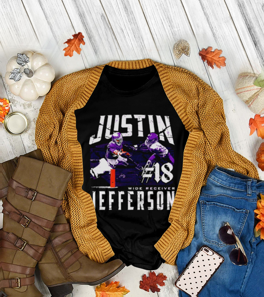 Justin Jefferson Minnesota Vikings Wide Receiver #18 Touchdown Dive T-Shirt