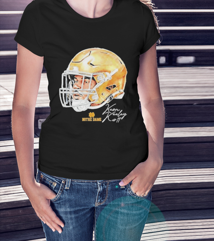 Keon Keeley 11 Notre Dame Football Helmet Swag T-Shirt