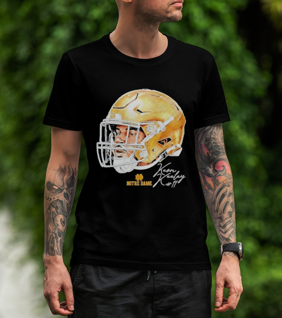 Keon Keeley 11 Notre Dame Football Helmet Swag T-Shirt