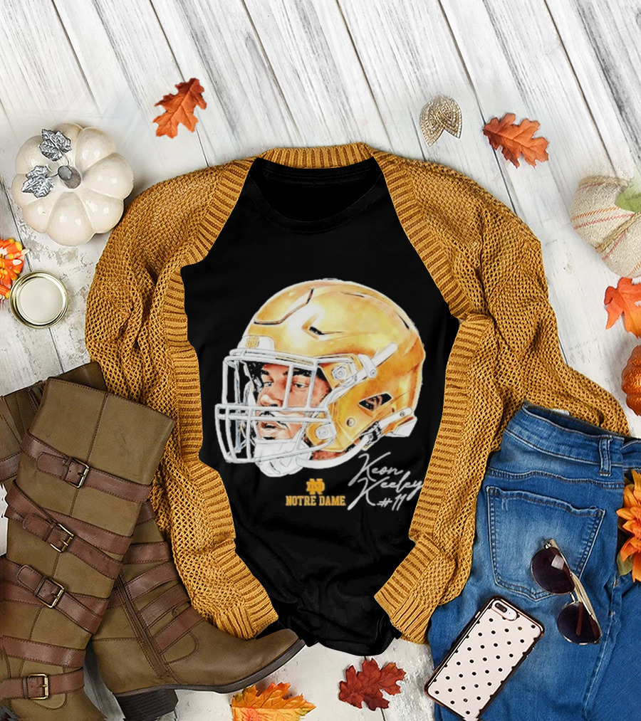 Keon Keeley 11 Notre Dame Football Helmet Swag T-Shirt