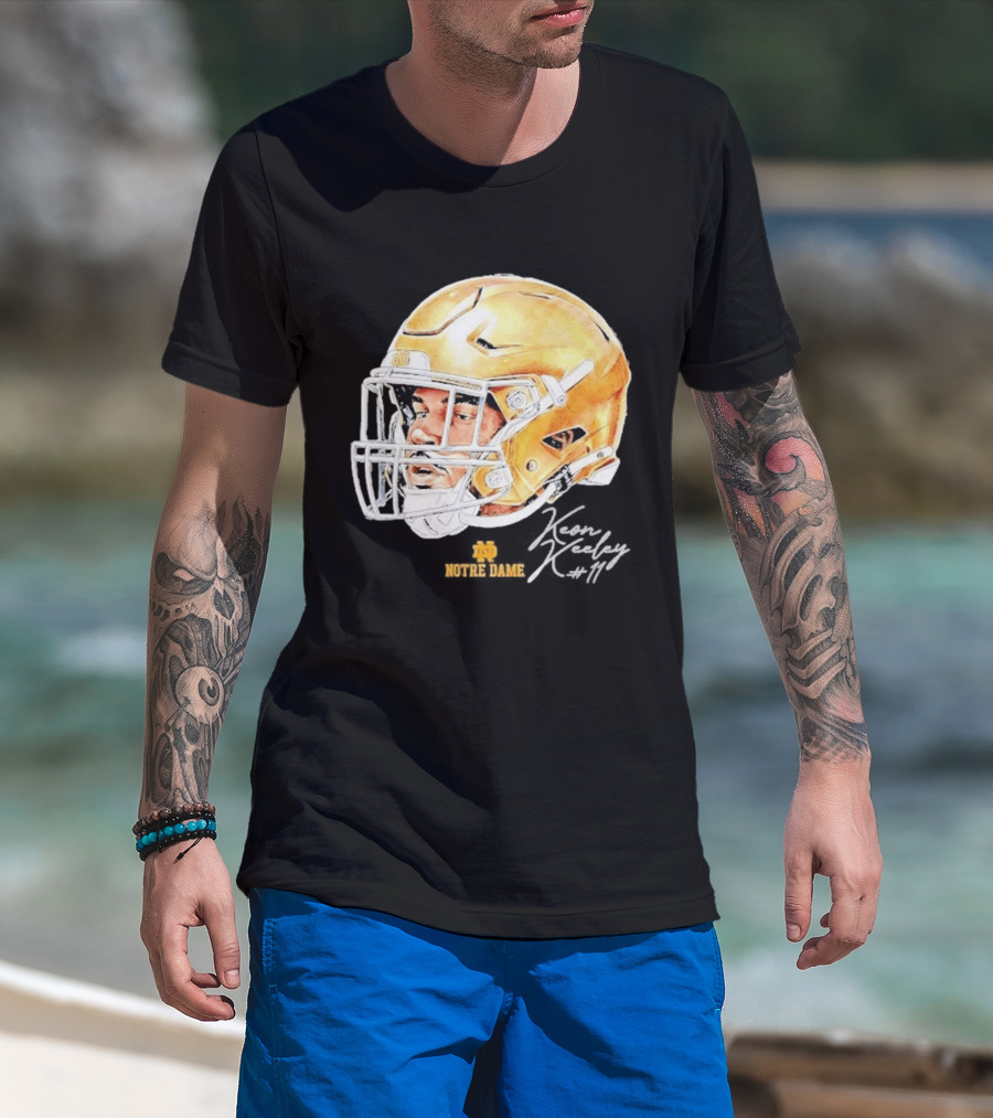 Keon Keeley 11 Notre Dame Football Helmet Swag T-Shirt