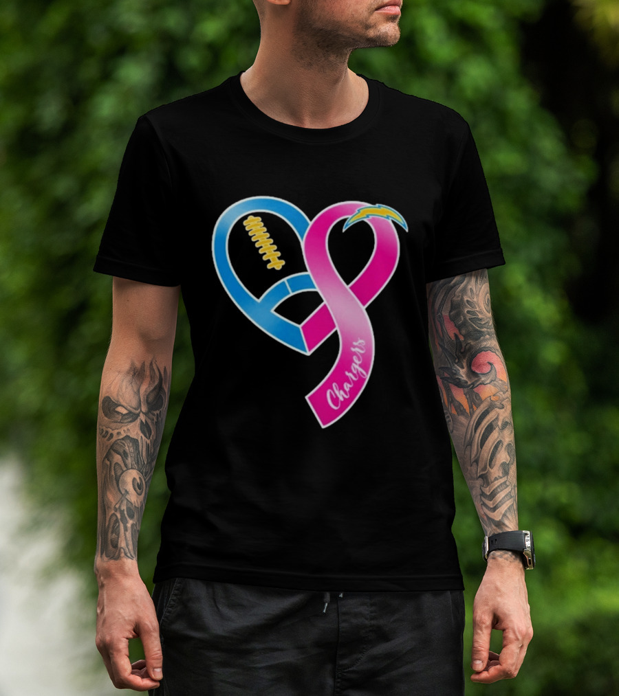Los Angeles Chargers Breast Cancer Awareness Heart Ribbon 2026 T-Shirt