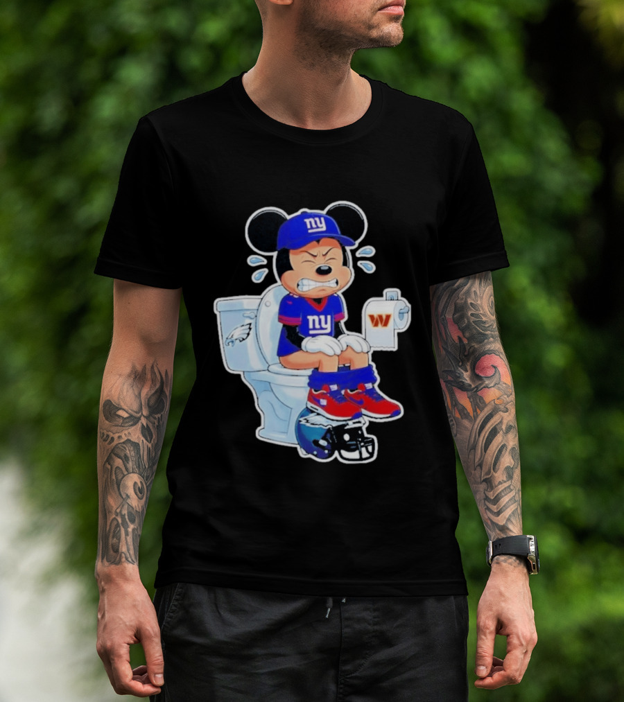 Mickey New York Giants Toilet Eagles Commanders Football Helmet T-Shirt