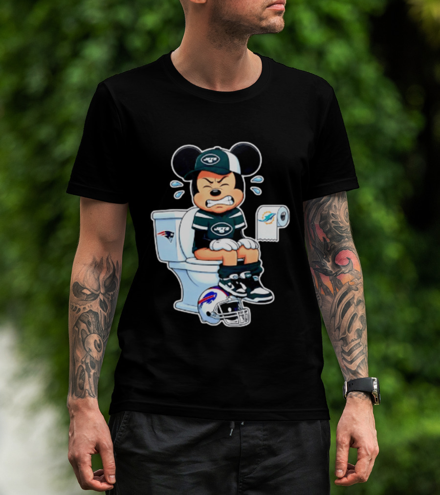Mickey Jets Toilet Frustration Patriots Dolphins Bills Rivalry T-Shirt