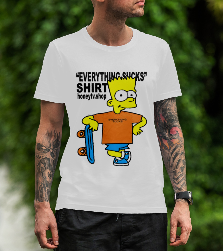 Bart Simpson Everything Sucks Skateboard Homage The Simpsons T-Shirt