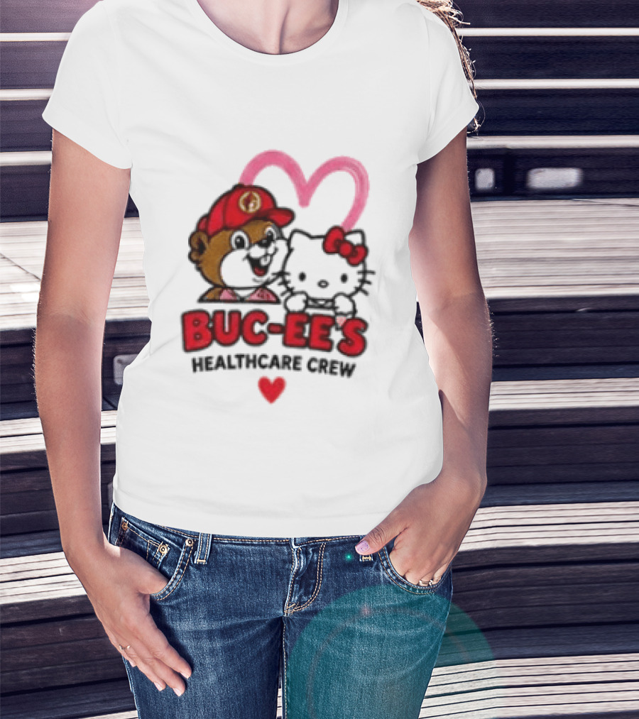 Buc Ee's Hello Kitty Caring Hearts Healthcare Crew T-Shirt