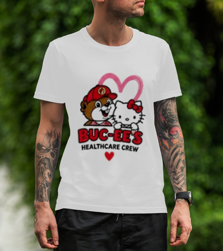 Buc Ee's Hello Kitty Caring Hearts Healthcare Crew T-Shirt