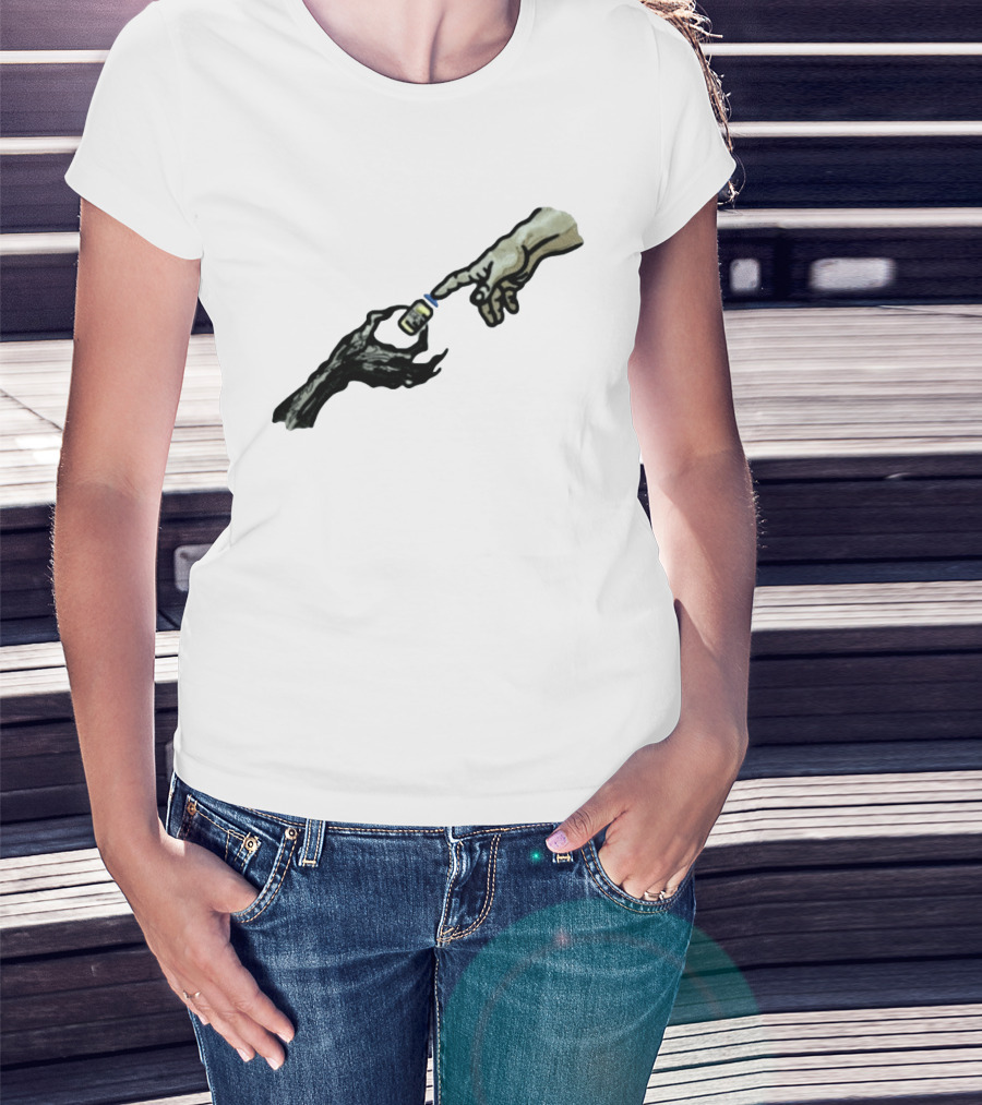 Michelangelo Creation Of Adam Vaccine Hand T-Shirt
