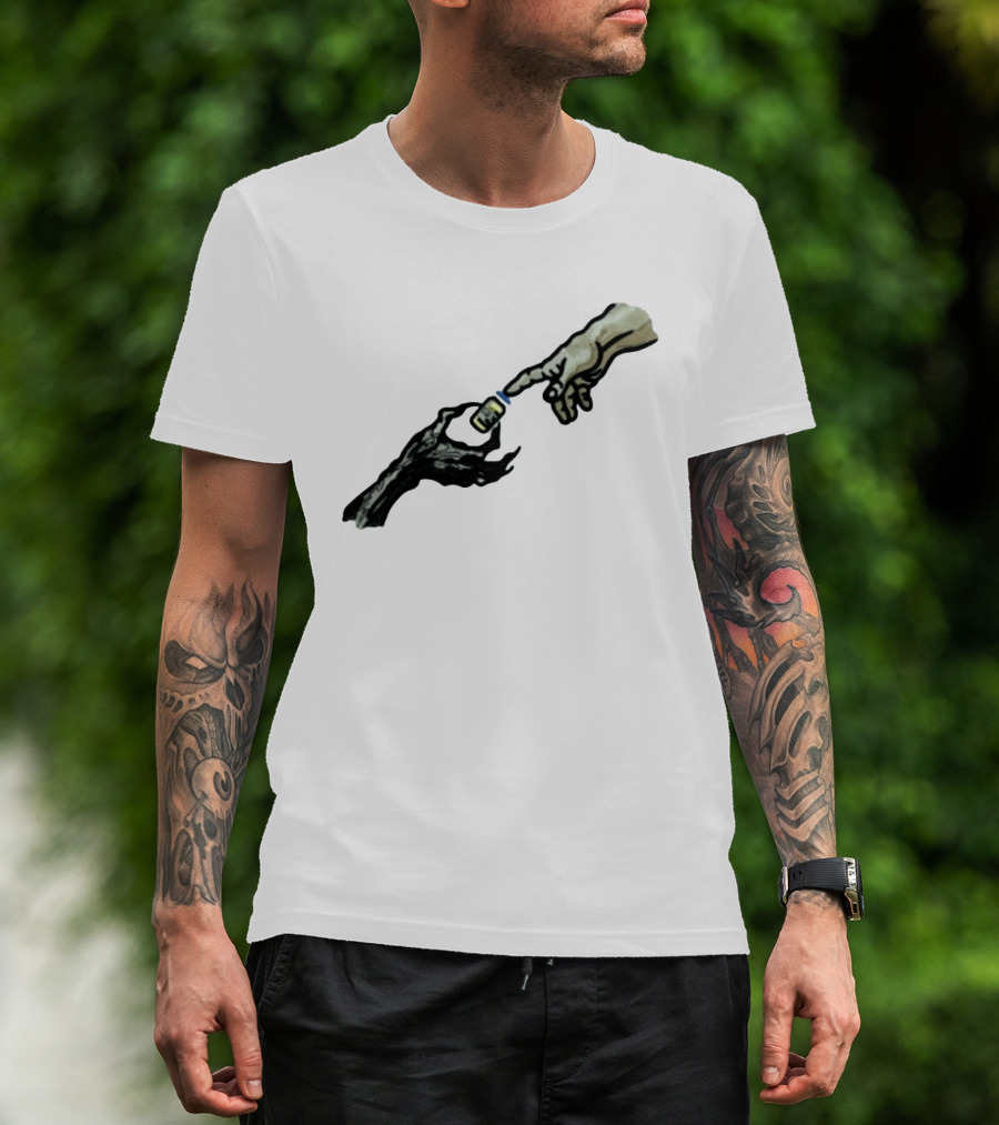 Michelangelo Creation Of Adam Vaccine Hand T-Shirt