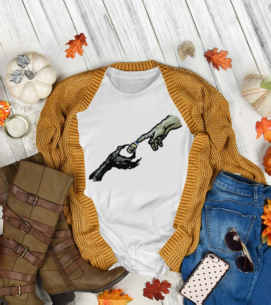 Michelangelo Creation Of Adam Vaccine Hand T-Shirt