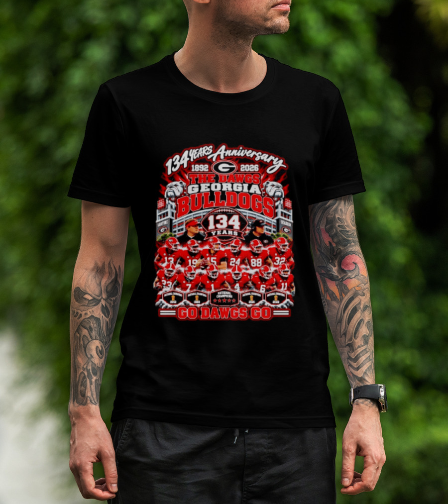 134 Years Anniversary 1892 2026 The Dawgs Georgia Bulldogs Go Dawgs Go T-Shirt