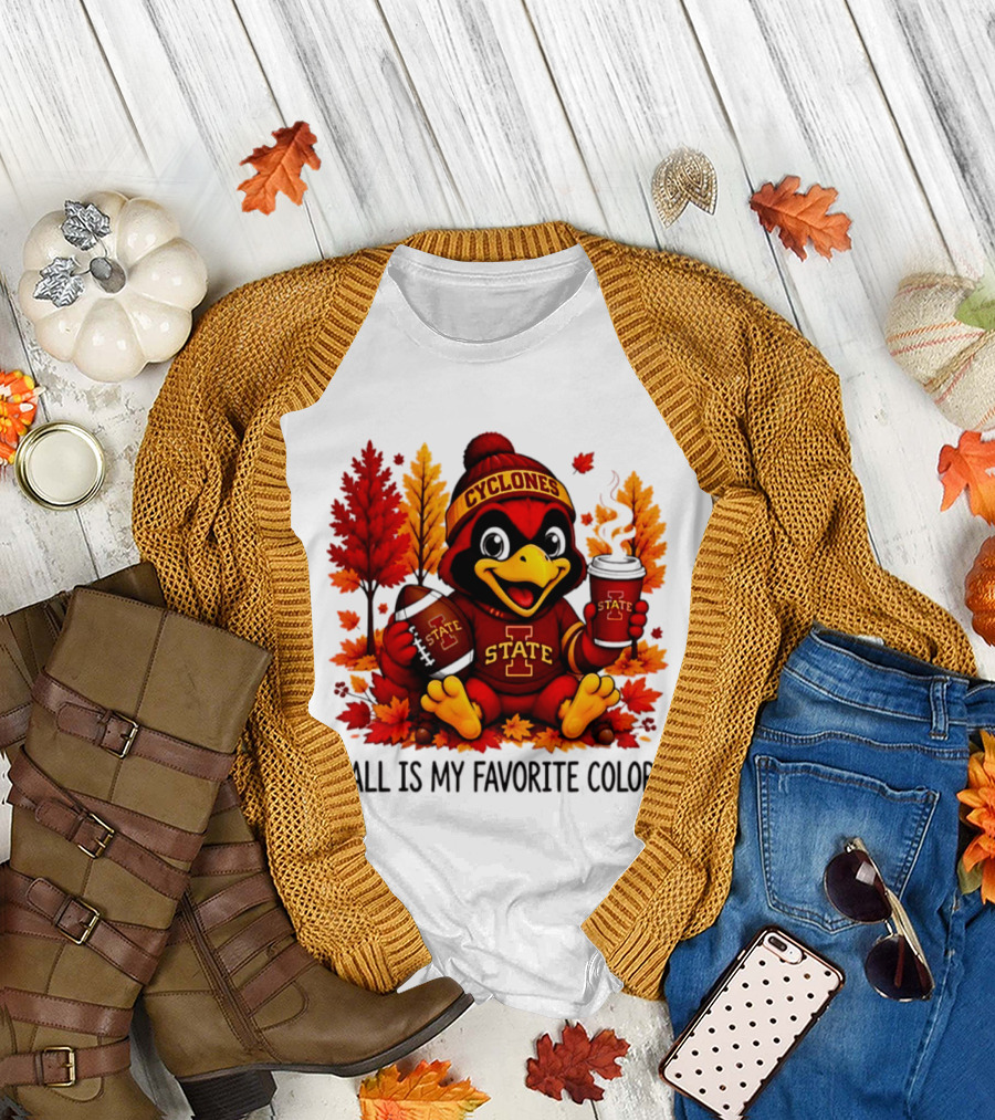 Iowa State Cyclones Fall Is My Favorite Color Football Leaves T-Shirt