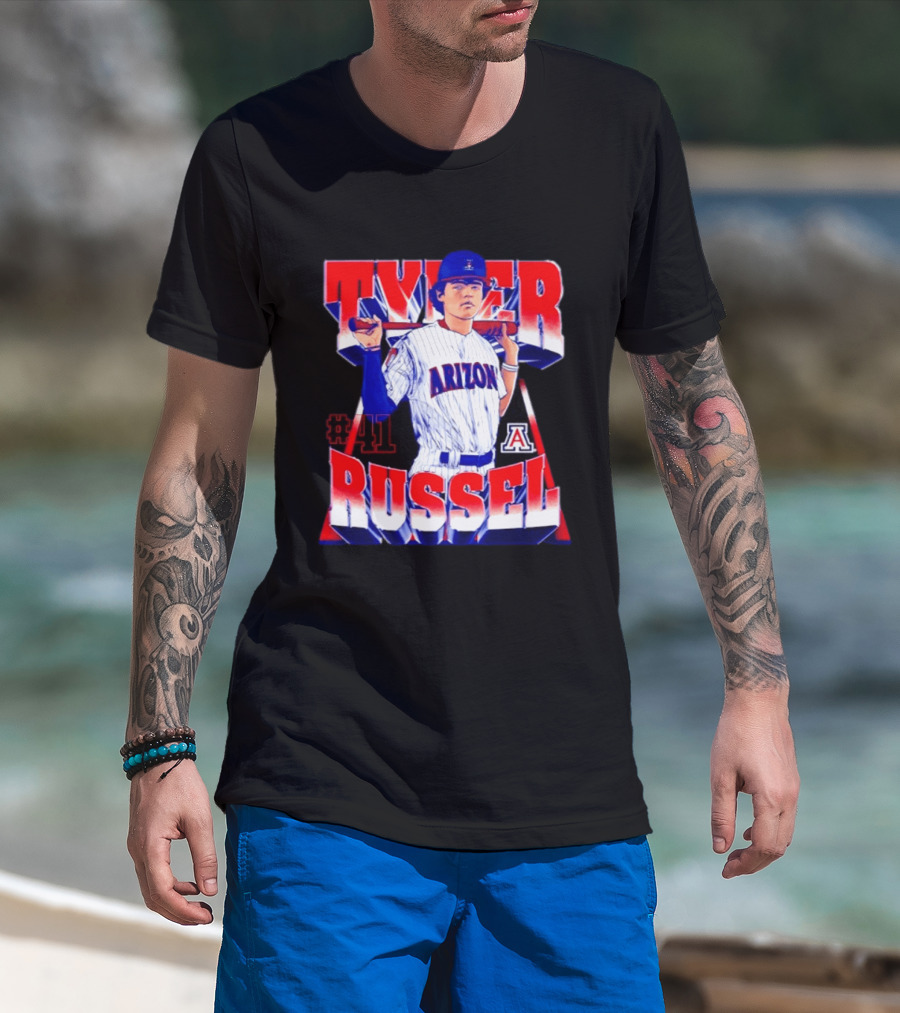 Tyler Russell #41 Arizona Wildcats NCAA Baseball Player T-Shirt
