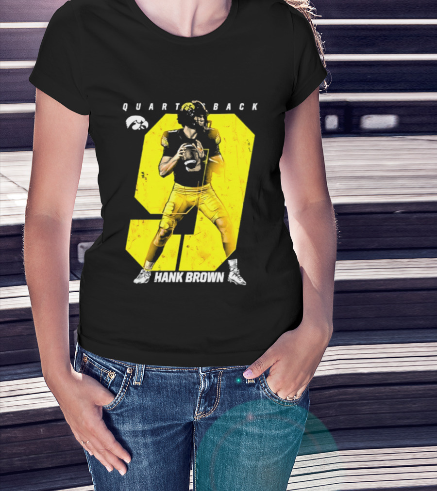Hank Brown 9 Iowa Hawkeyes NCAA Football Quarterback Player Number T-Shirt
