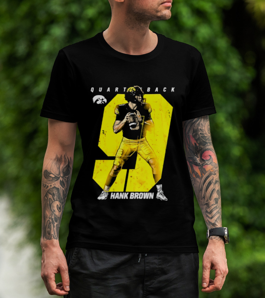 Hank Brown 9 Iowa Hawkeyes NCAA Football Quarterback Player Number T-Shirt