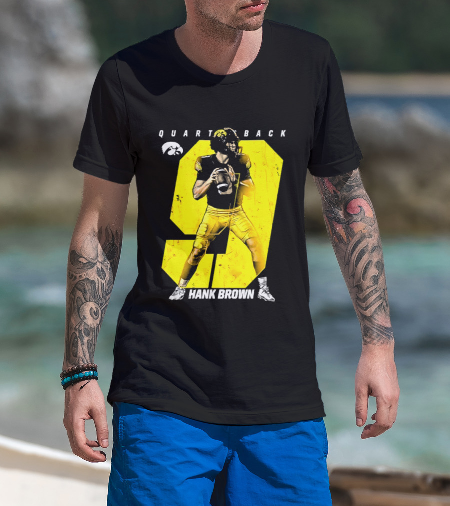 Hank Brown 9 Iowa Hawkeyes NCAA Football Quarterback Player Number T-Shirt