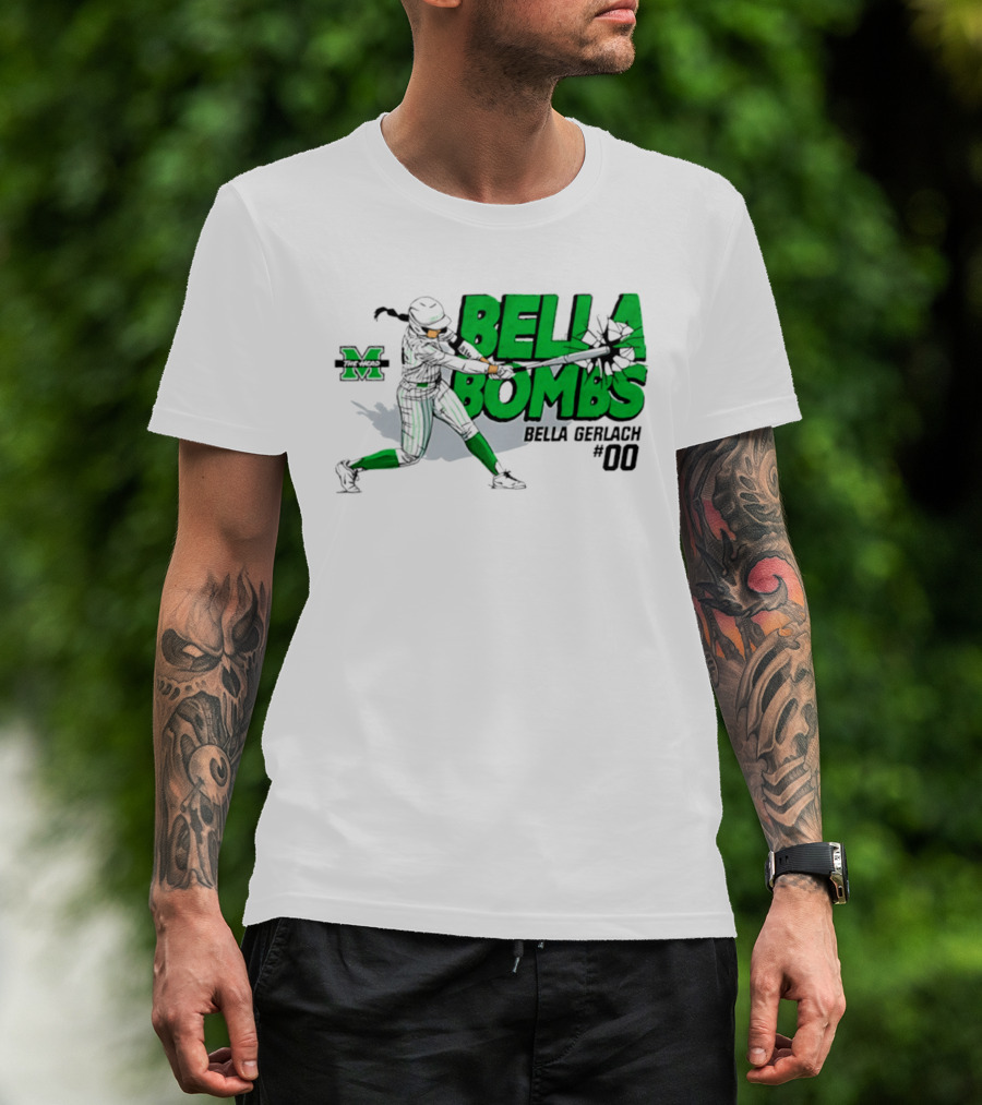Marshall Thundering Herd Bella Bombs Bella Gerlach #00 NCAA Softball T-Shirt