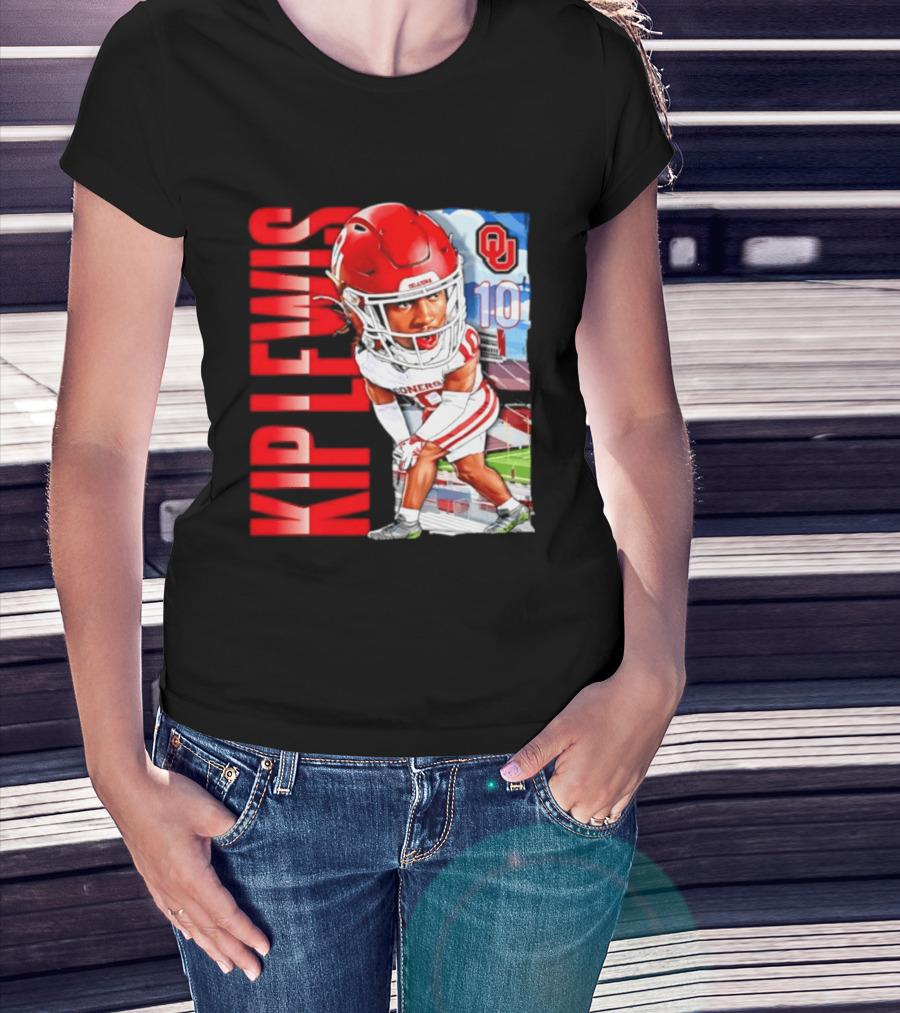 Kip Lewis 10 Oklahoma Sooners NCAA Football Player Caricature T-Shirt
