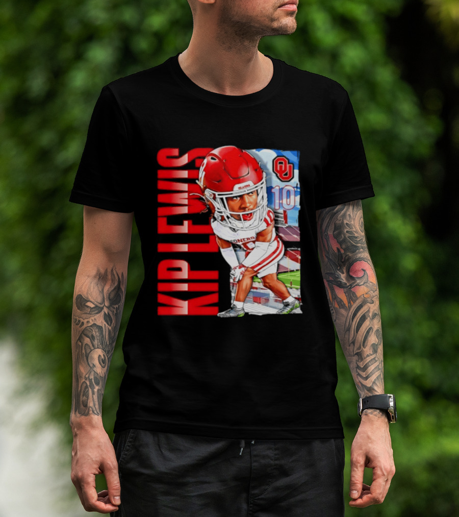 Kip Lewis 10 Oklahoma Sooners NCAA Football Player Caricature T-Shirt
