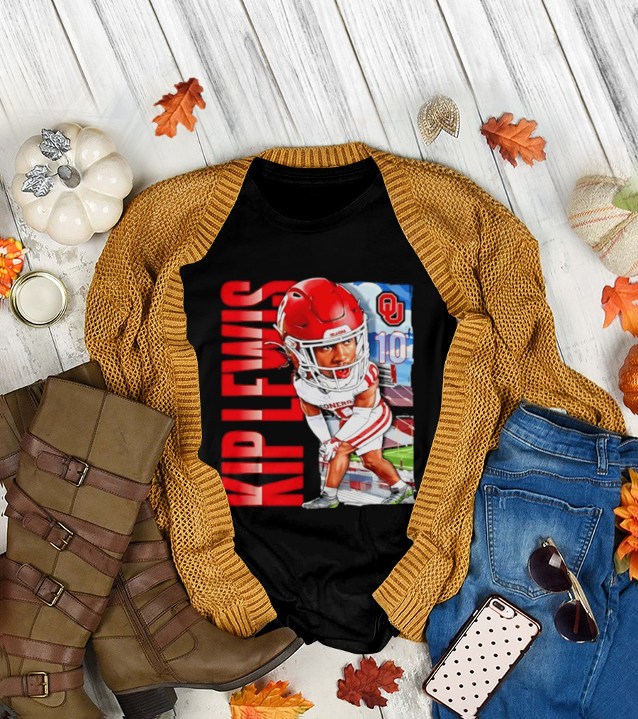 Kip Lewis 10 Oklahoma Sooners NCAA Football Player Caricature T-Shirt