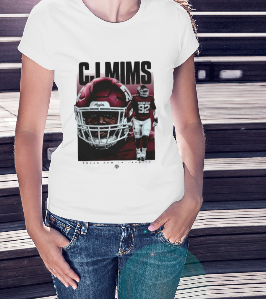 CJ Mims 92 Texas A&M Football NCAA Player T-Shirt