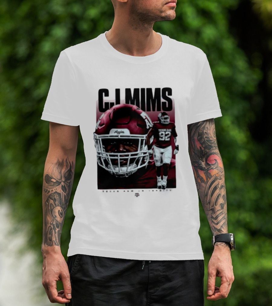 CJ Mims 92 Texas A&M Football NCAA Player T-Shirt