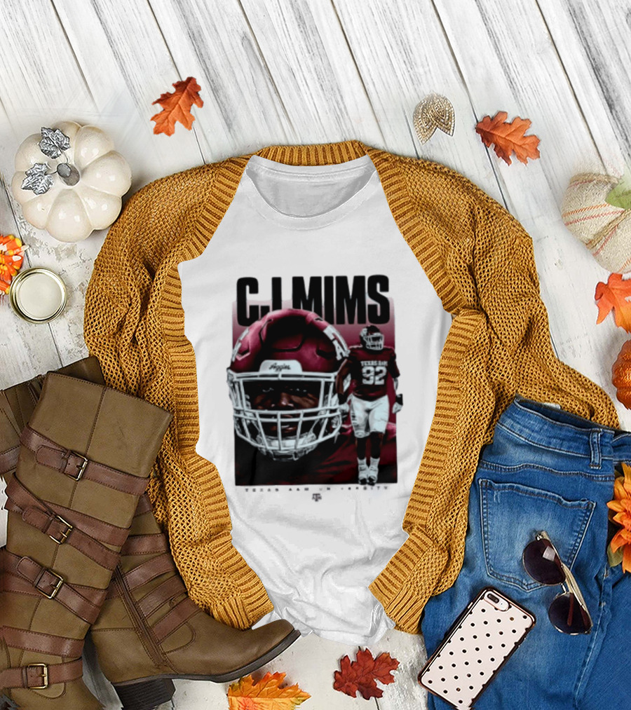 CJ Mims 92 Texas A&M Football NCAA Player T-Shirt