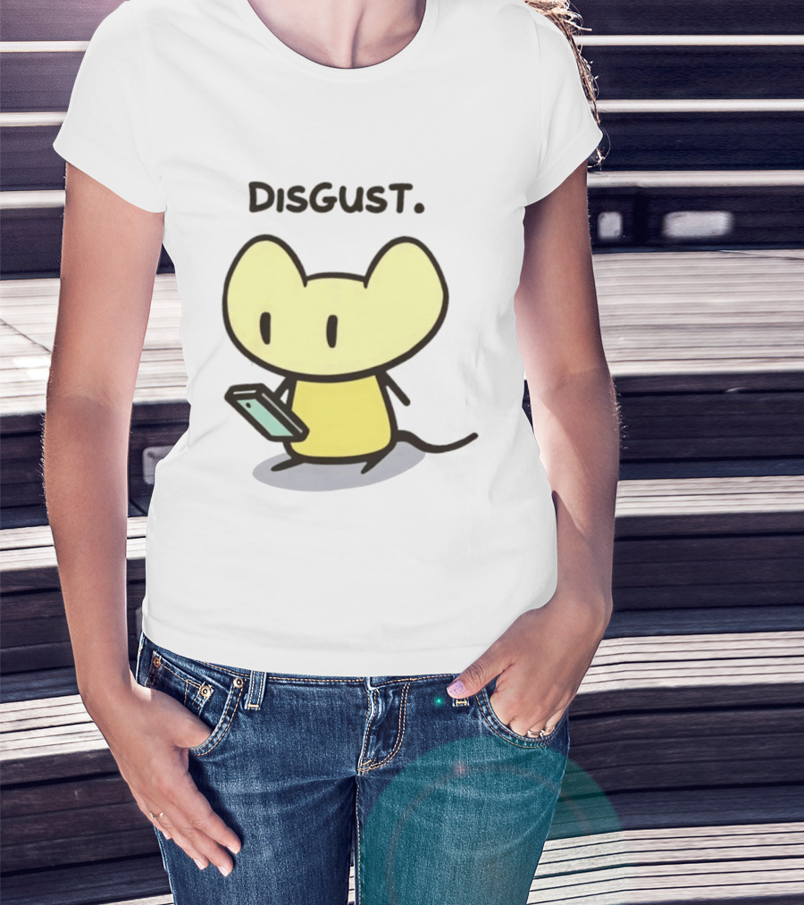 Disgust Mouse With Phone Vintage Humor T-Shirt