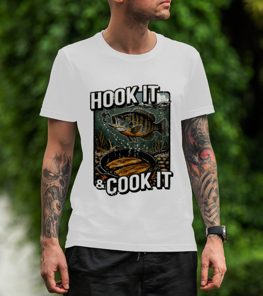 Hook It And Cook It Fishing Panfish Cast Iron Skillet T-Shirt