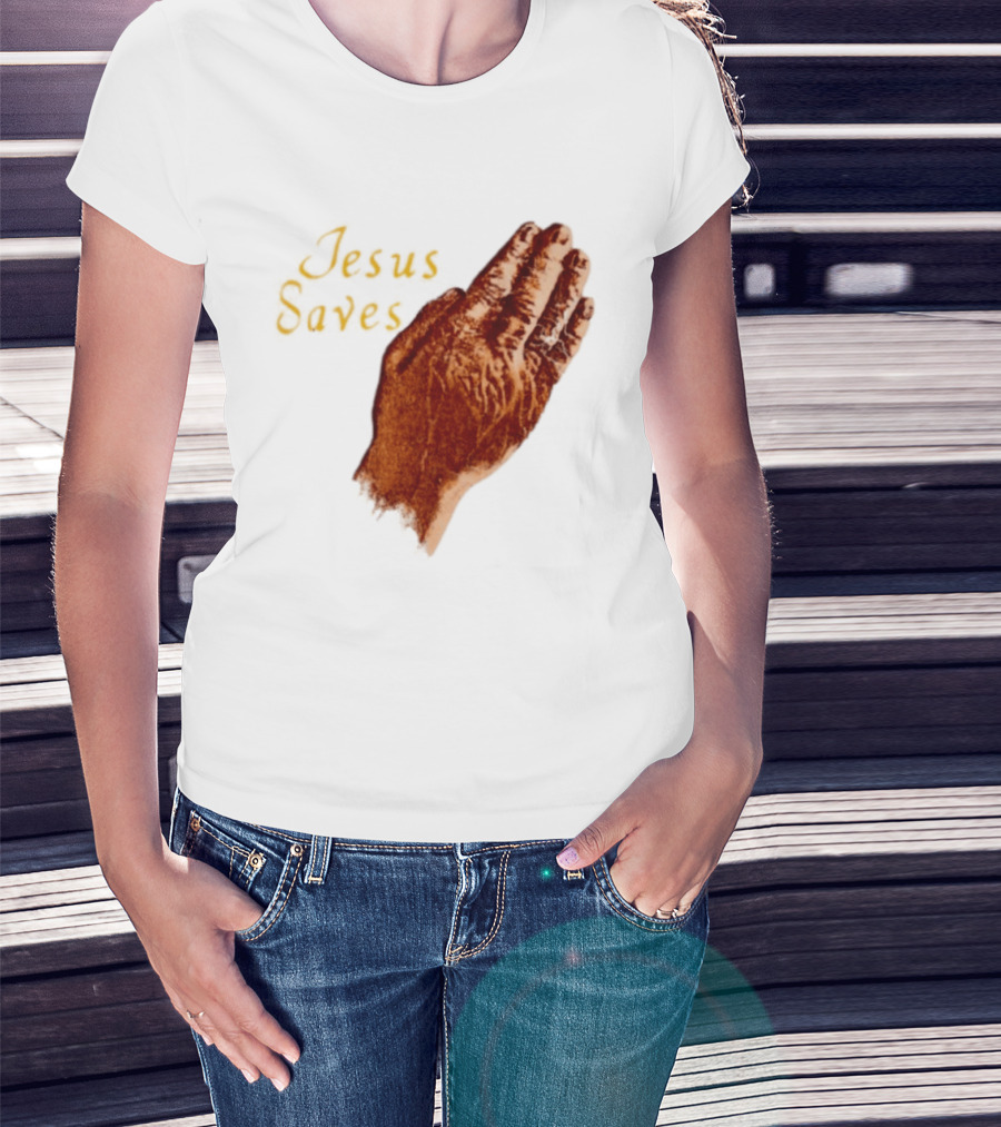 Jesus Saves Praying Hands Religious Faith Christian T-Shirt