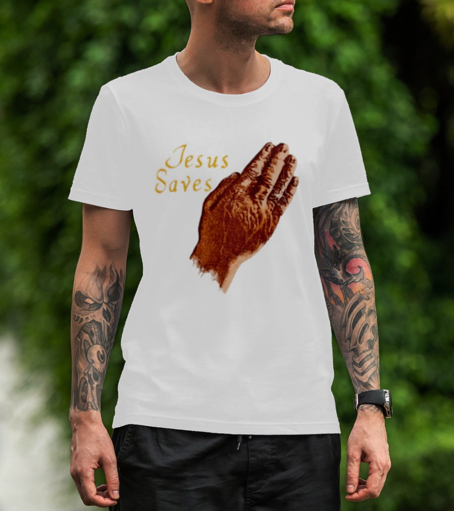 Jesus Saves Praying Hands Religious Faith Christian T-Shirt