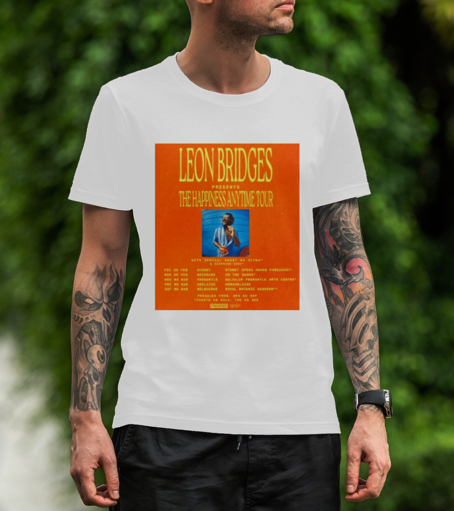 Leon Bridges Presents The Happiness Anytime Tour 2026 With Special Guests Australia Dates T-Shirt