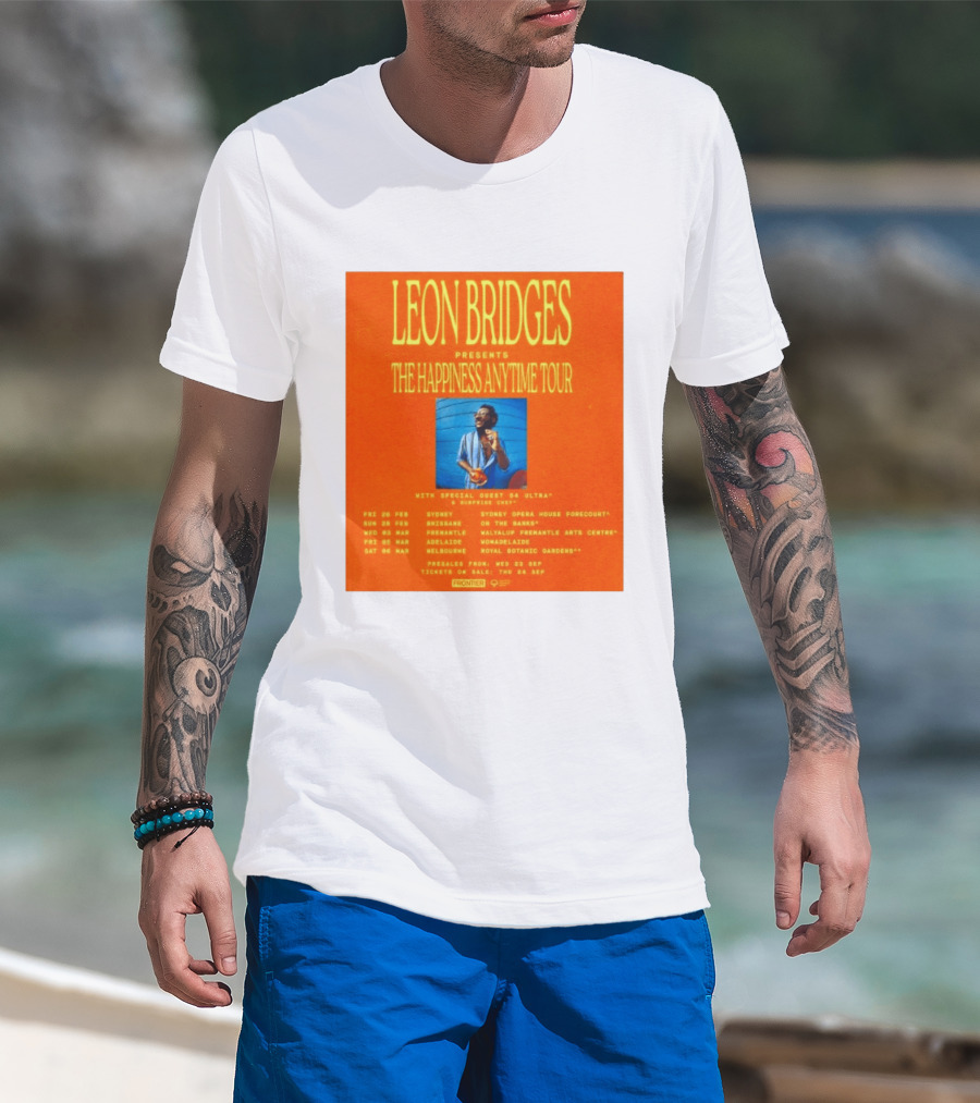 Leon Bridges Presents The Happiness Anytime Tour 2026 With Special Guests Australia Dates T-Shirt