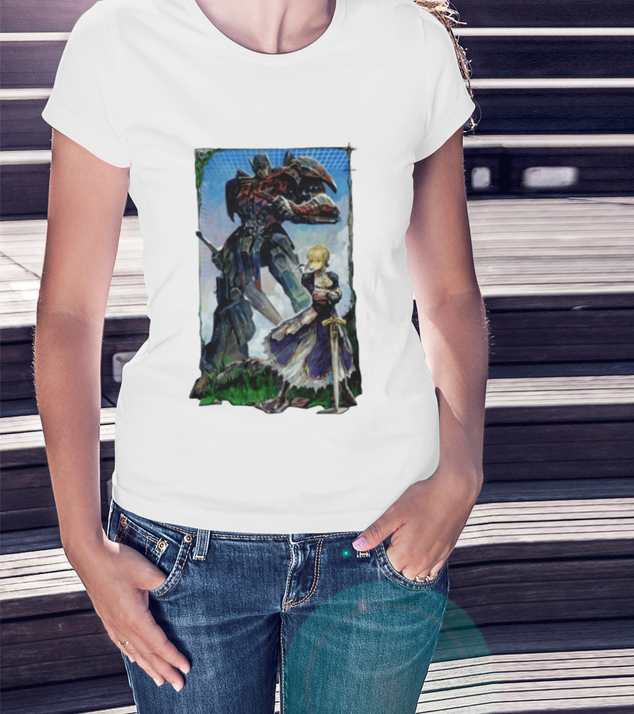 Optimus Prime Transformers With Saber Fate Stay Night Anime T-Shirt