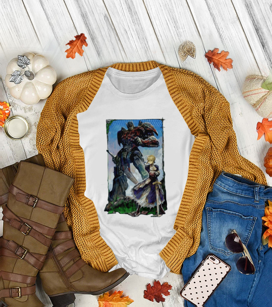 Optimus Prime Transformers With Saber Fate Stay Night Anime T-Shirt