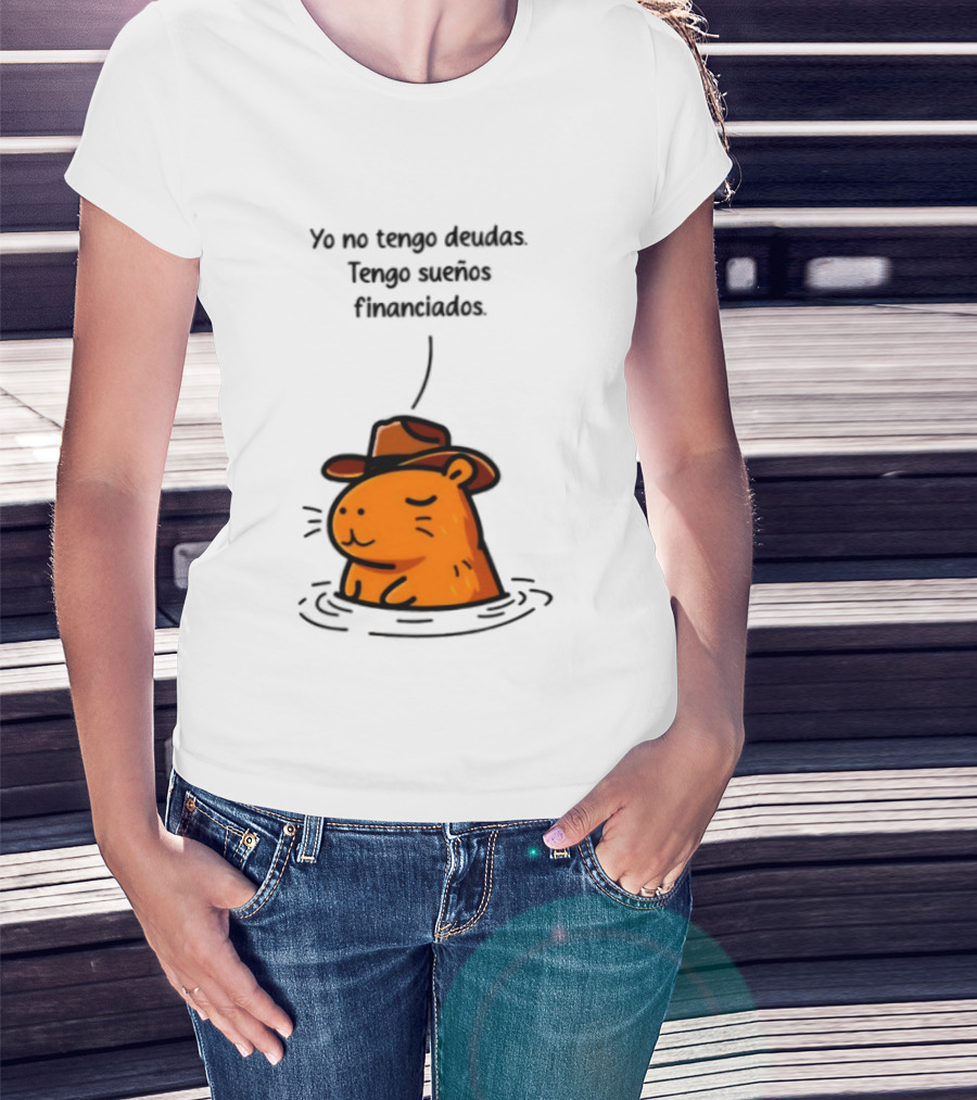 Yo No Tengo Deudas Tengo Sueños Financiados Capybara Sombrero Drawing T-Shirt