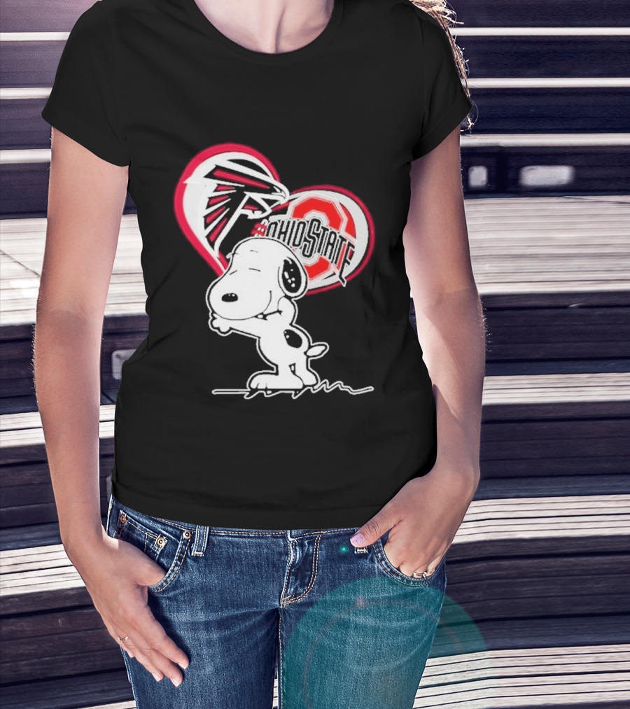 Atlanta Falcons Ohio State Buckeyes Snoopy Peanuts Heart T-Shirt