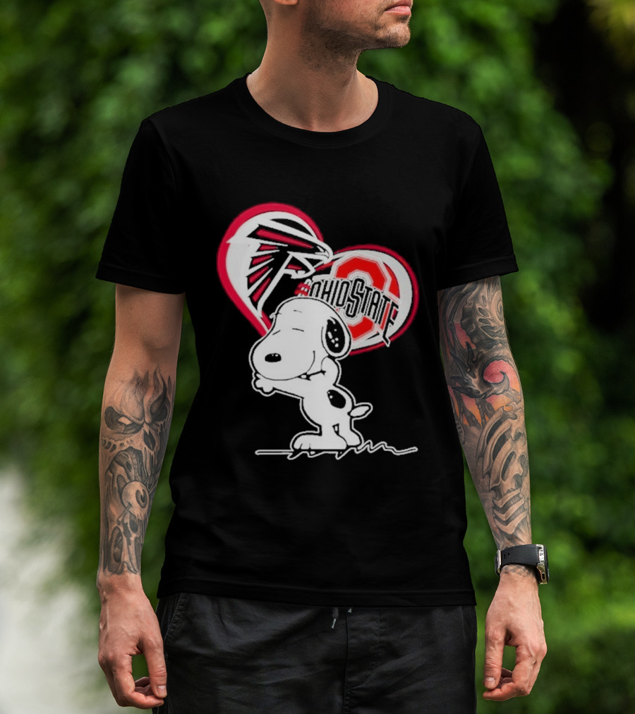 Atlanta Falcons Ohio State Buckeyes Snoopy Peanuts Heart T-Shirt
