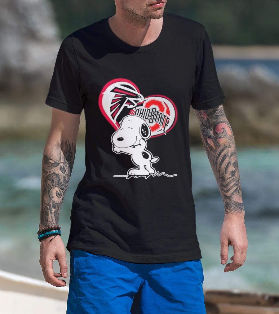 Atlanta Falcons Ohio State Buckeyes Snoopy Peanuts Heart T-Shirt