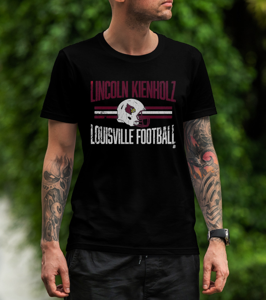 Lincoln Kienholz Louisville Football Cardinal Helmet Hero T-Shirt