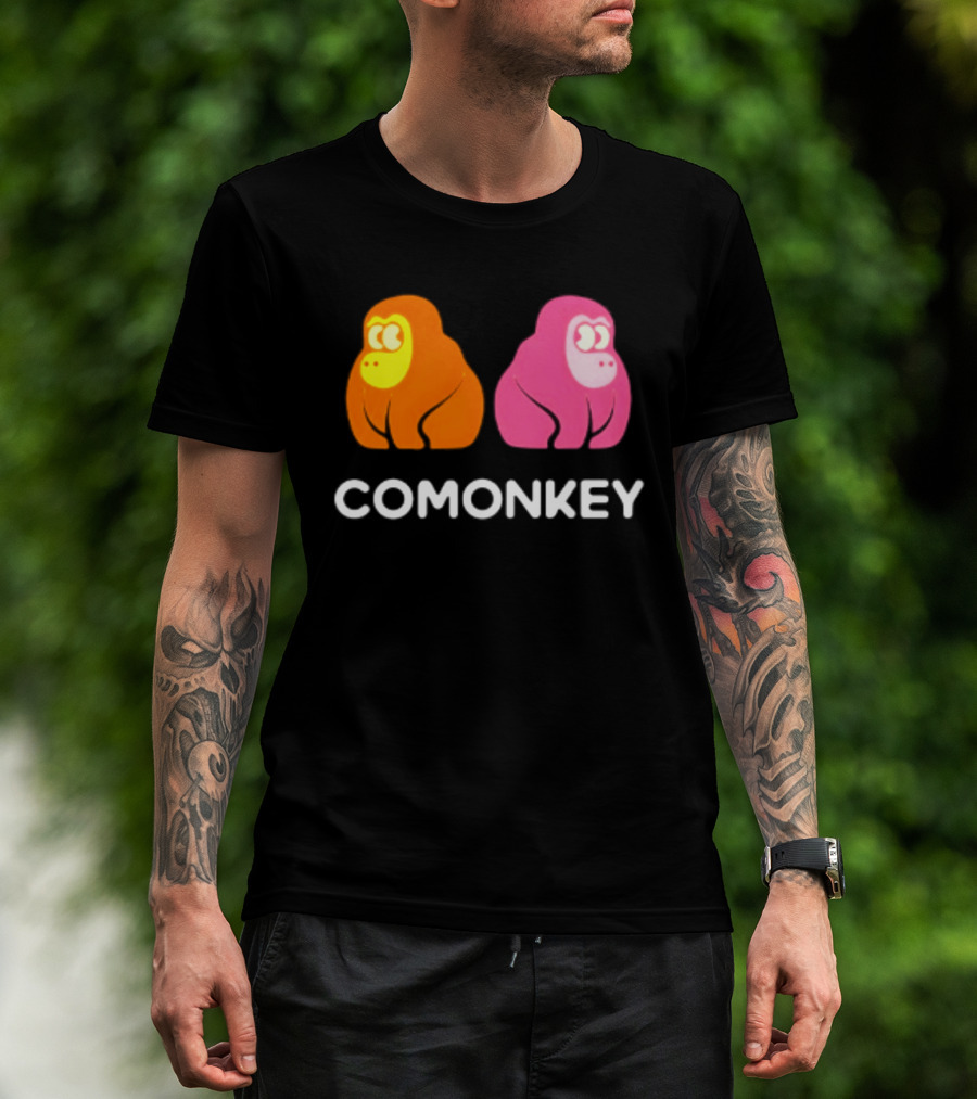 Comonkey Orange Pink Gorilla Ape Minimalist T-Shirt