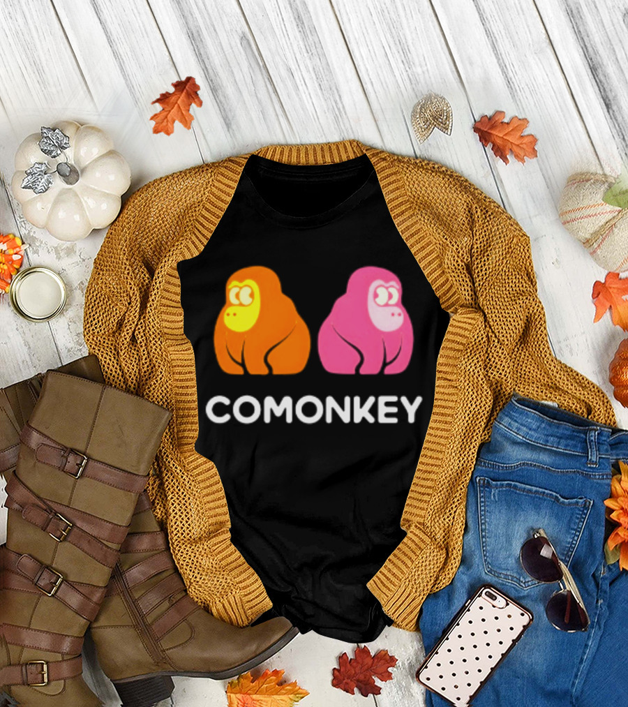 Comonkey Orange Pink Gorilla Ape Minimalist T-Shirt