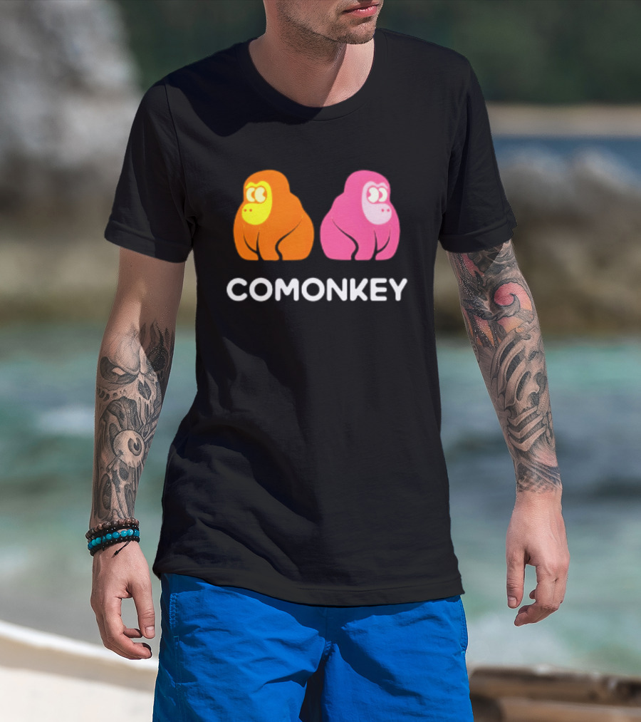 Comonkey Orange Pink Gorilla Ape Minimalist T-Shirt