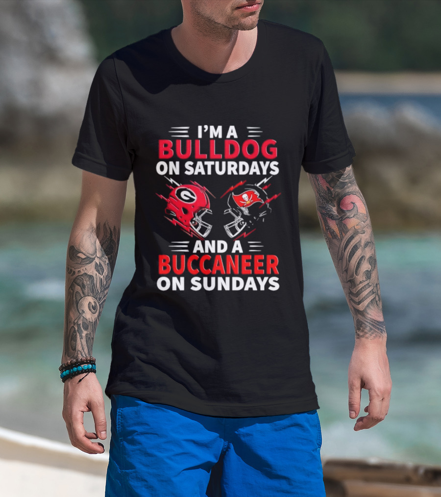 Georgia Bulldogs Saturday Tampa Bay Buccaneers Sunday Football Helmets T-Shirt