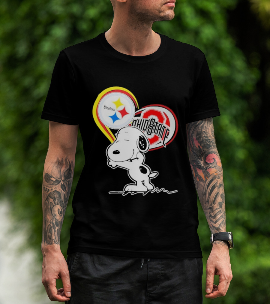 Pittsburgh Steelers Ohio State Buckeyes Snoopy Peanuts Heart T-Shirt
