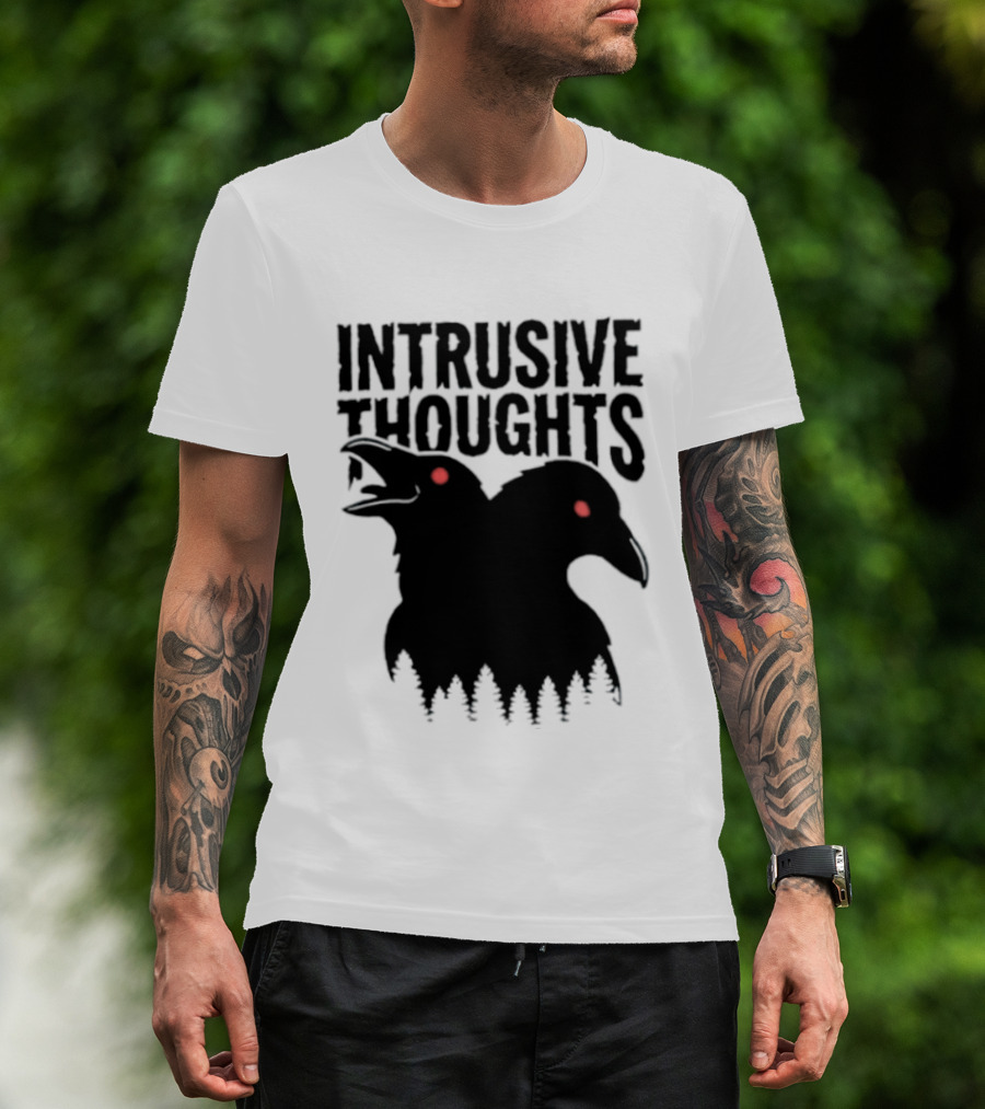 Intrusive Thoughts Raven Forest Mental Health Awareness T-Shirt