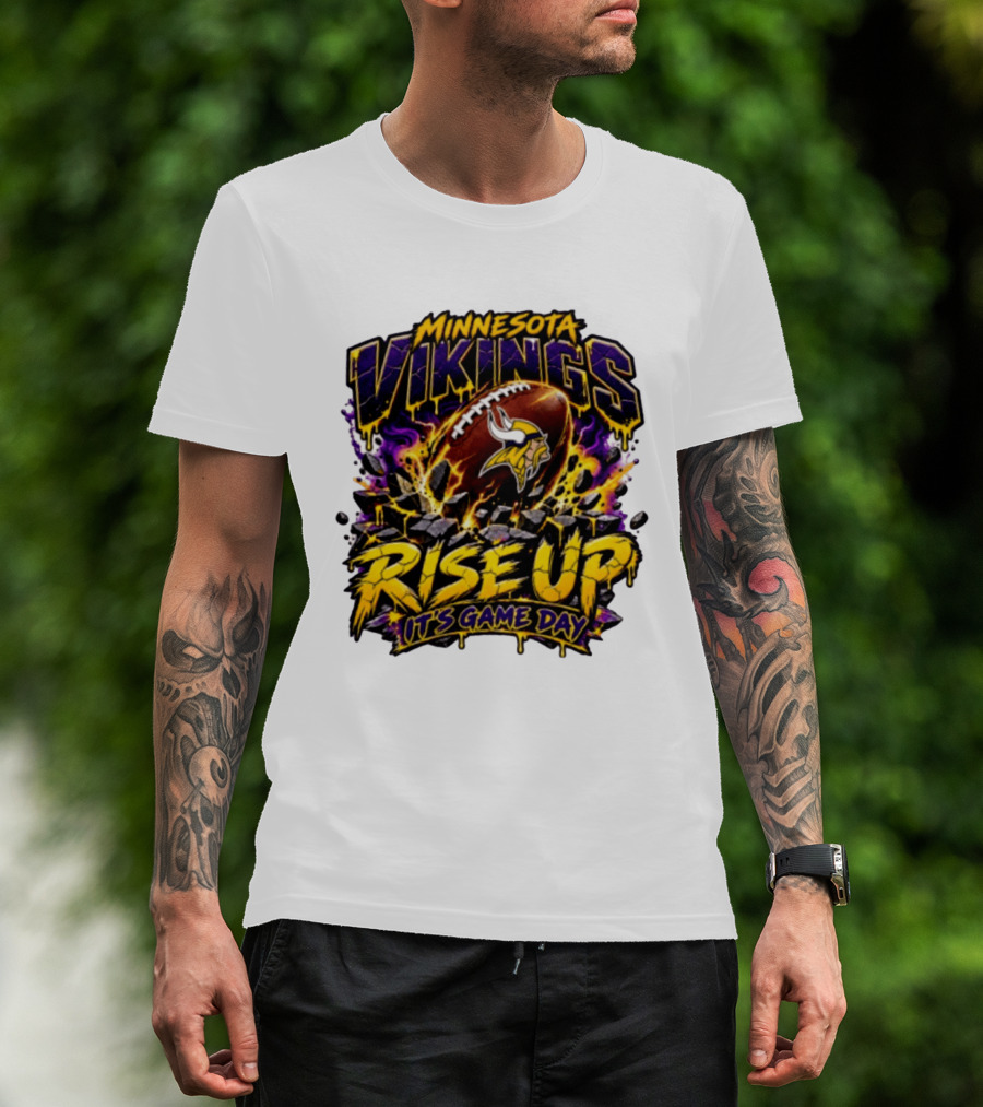 Minnesota Vikings Rise Up It's Game Day Football Vivid Color Explosion T-Shirt