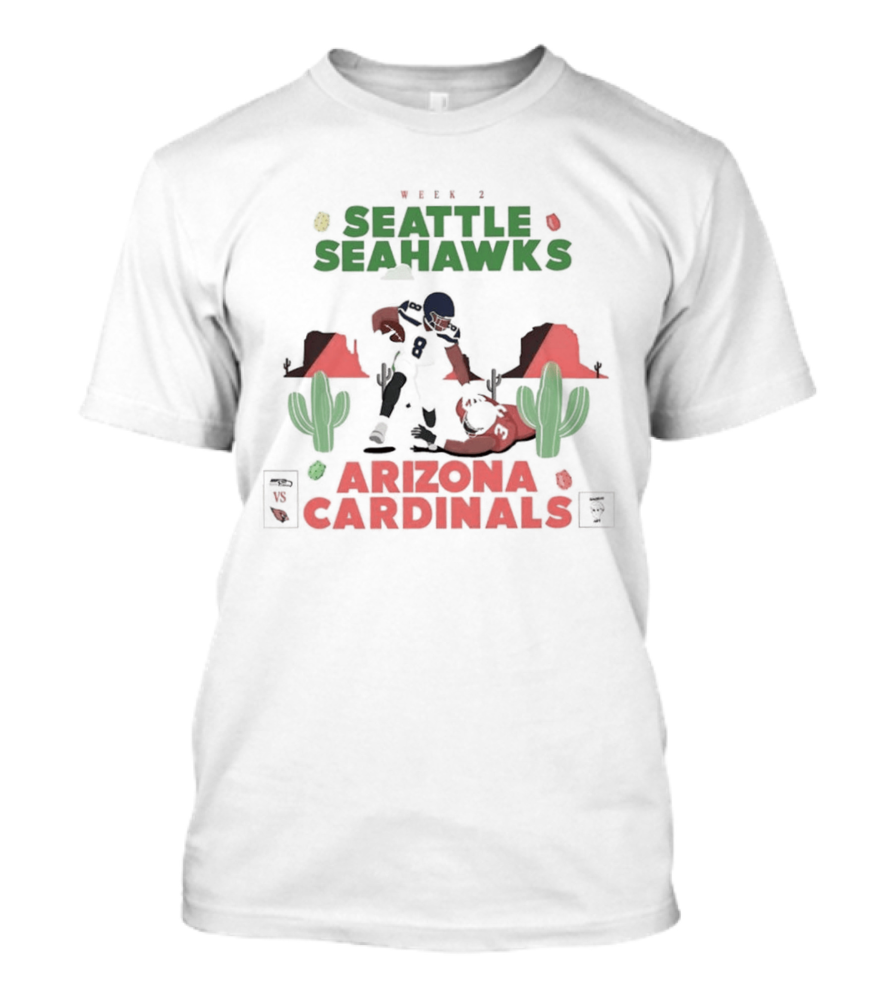 Seattle Seahawks Vs Arizona Cardinals Football Rivalry Desert Showdown T-Shirt