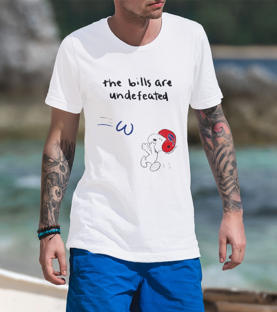 Snoopy Football Red Helmet The Bills Are Undefeated T-Shirt